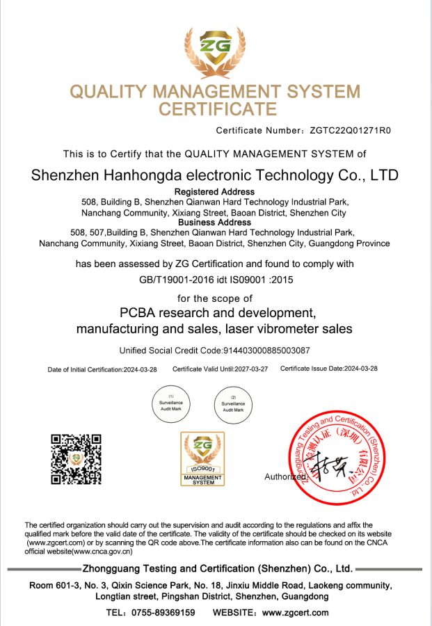 ISO 9001 Quality Certificate